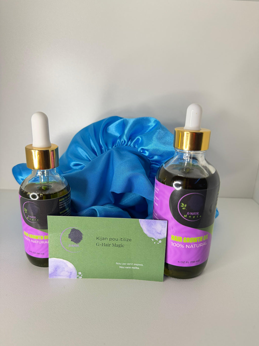G Hair Magic Growth Bundle – 4oz Oil + Free 2oz oil + Satin Bonnet